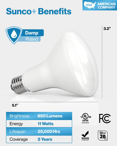 Sunco BR30 LED bulbs suitable for home, kitchen, bedroom, and offices