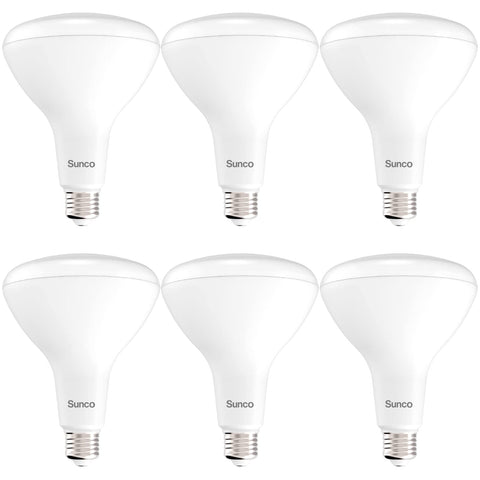 Sunco BR40 LED bulb close-up, indoor flood light for living spaces.