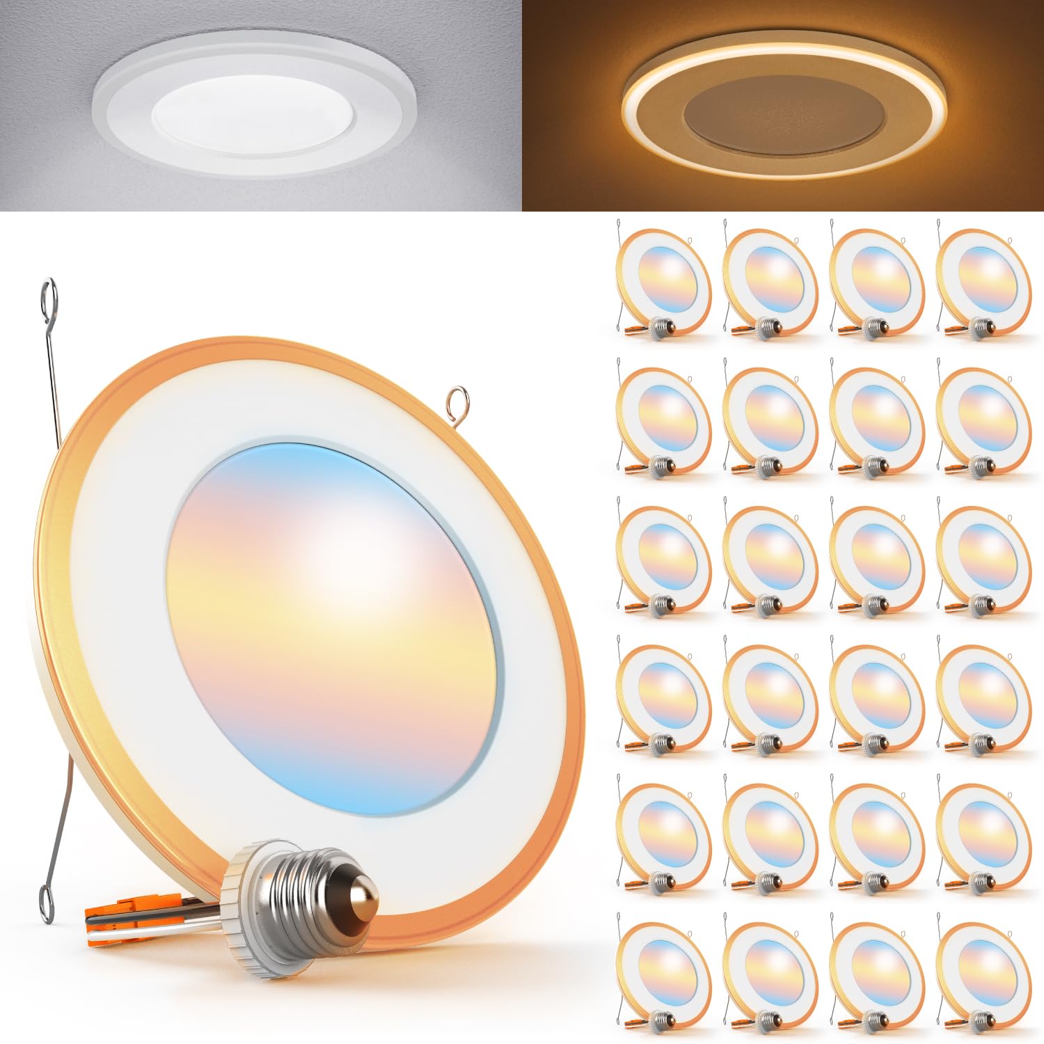 Sunco Lighting 6-inch can light bezel close-up for easy ceiling retrofit.