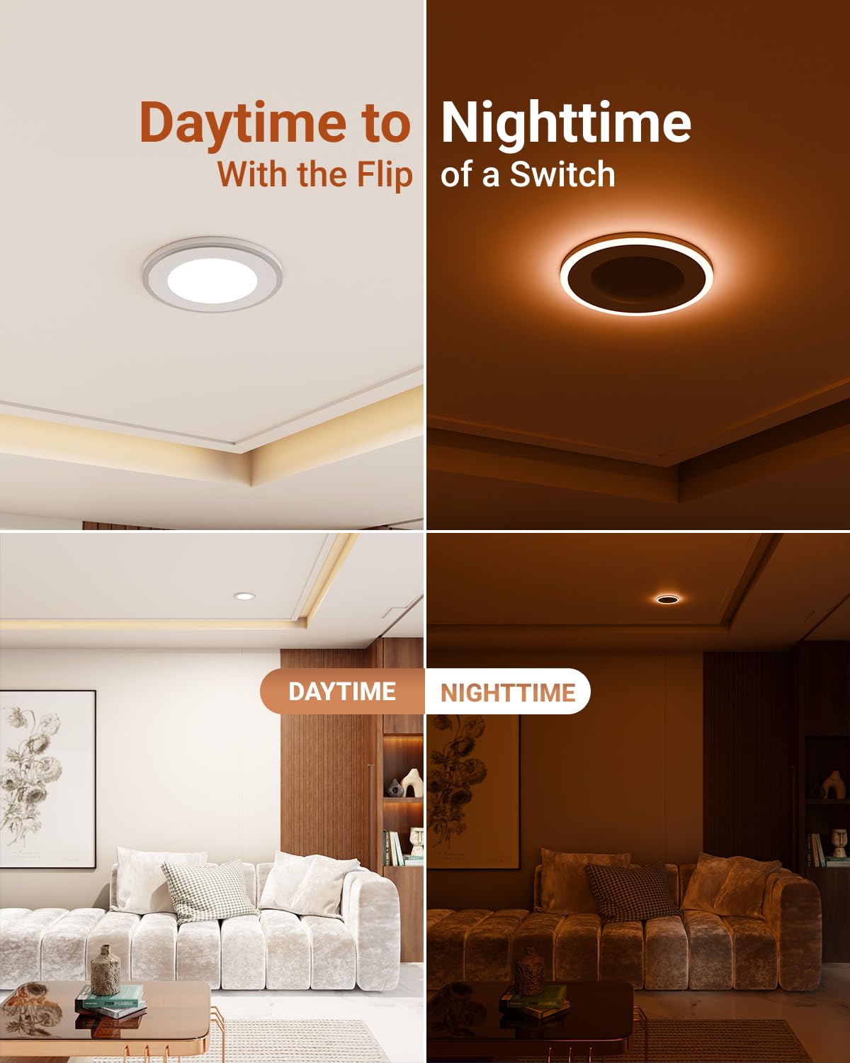 Sunco Lighting 1200 lm brightness image highlights high efficiency lighting.