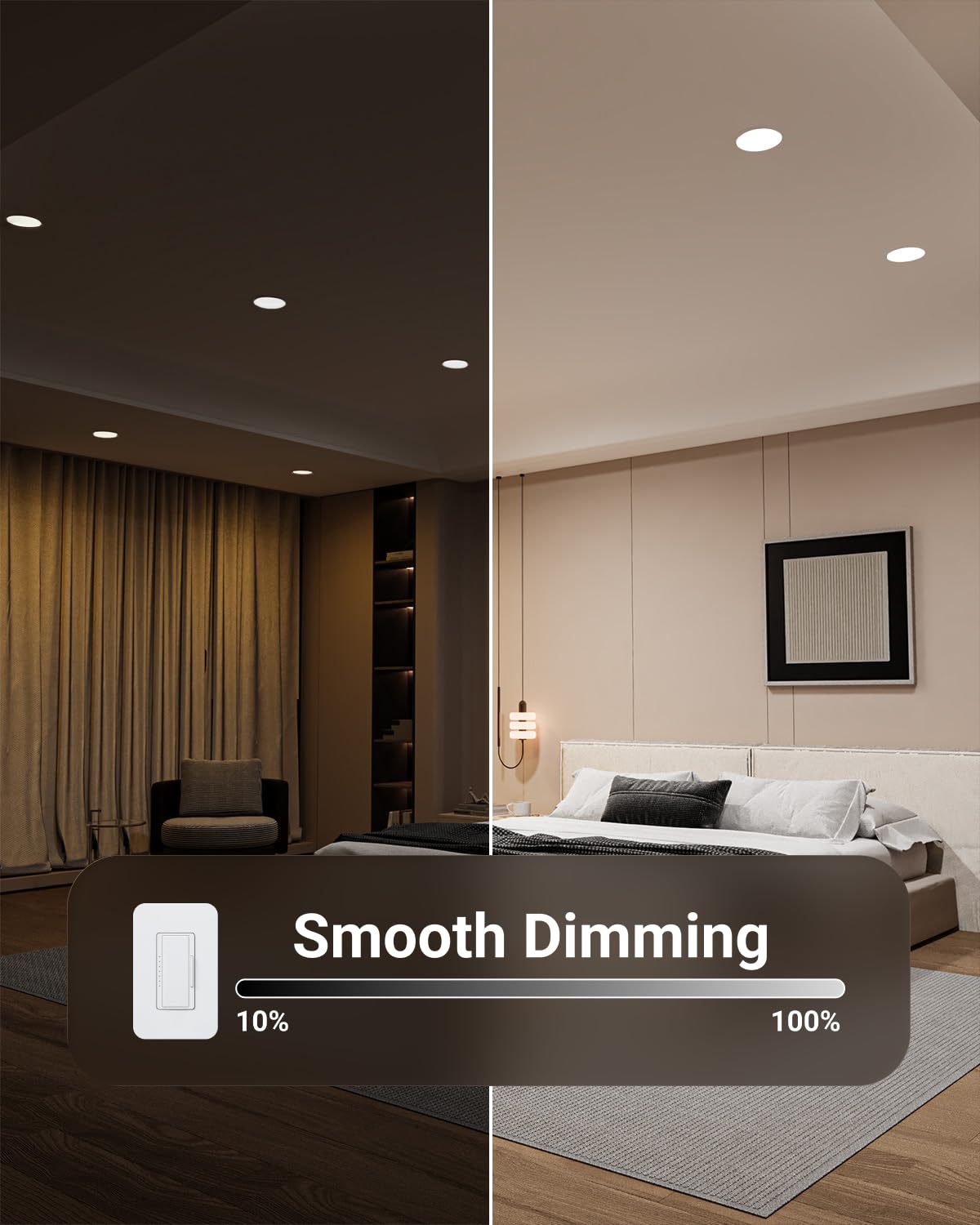 Sunco dimmable downlight enables smooth brightness control.