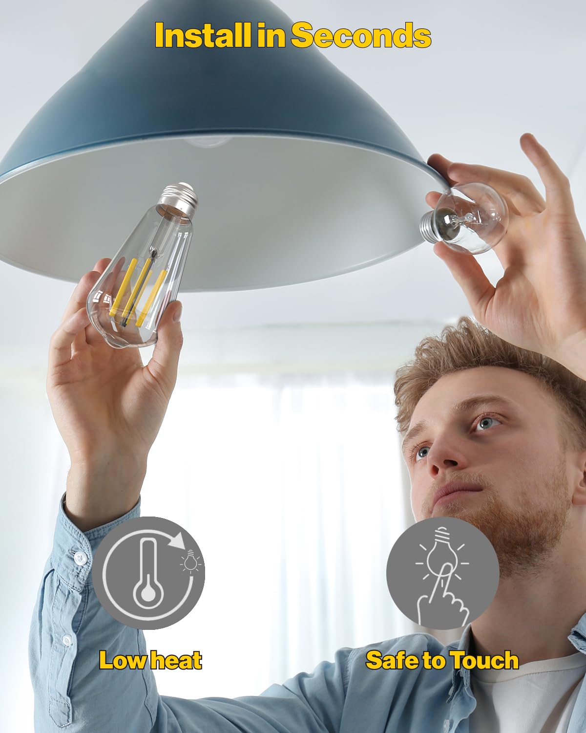 Sunco dimmable Edison bulbs in a kitchen or dining setting