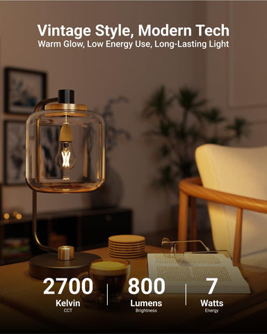 Sunco dimmable filament LED bulb with smooth brightness control.
