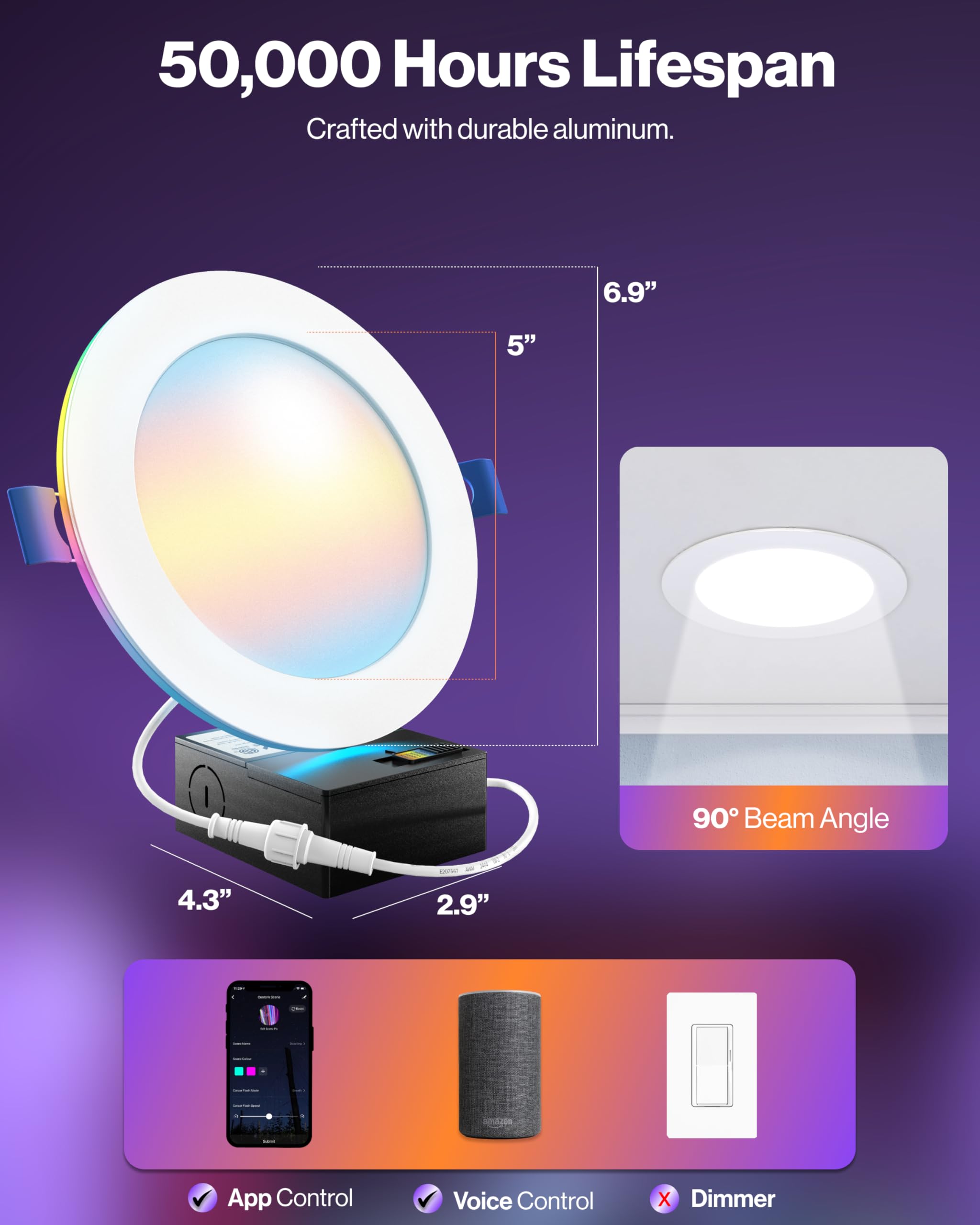 Sunco dimmable LEDs provide smooth brightness for any scene.