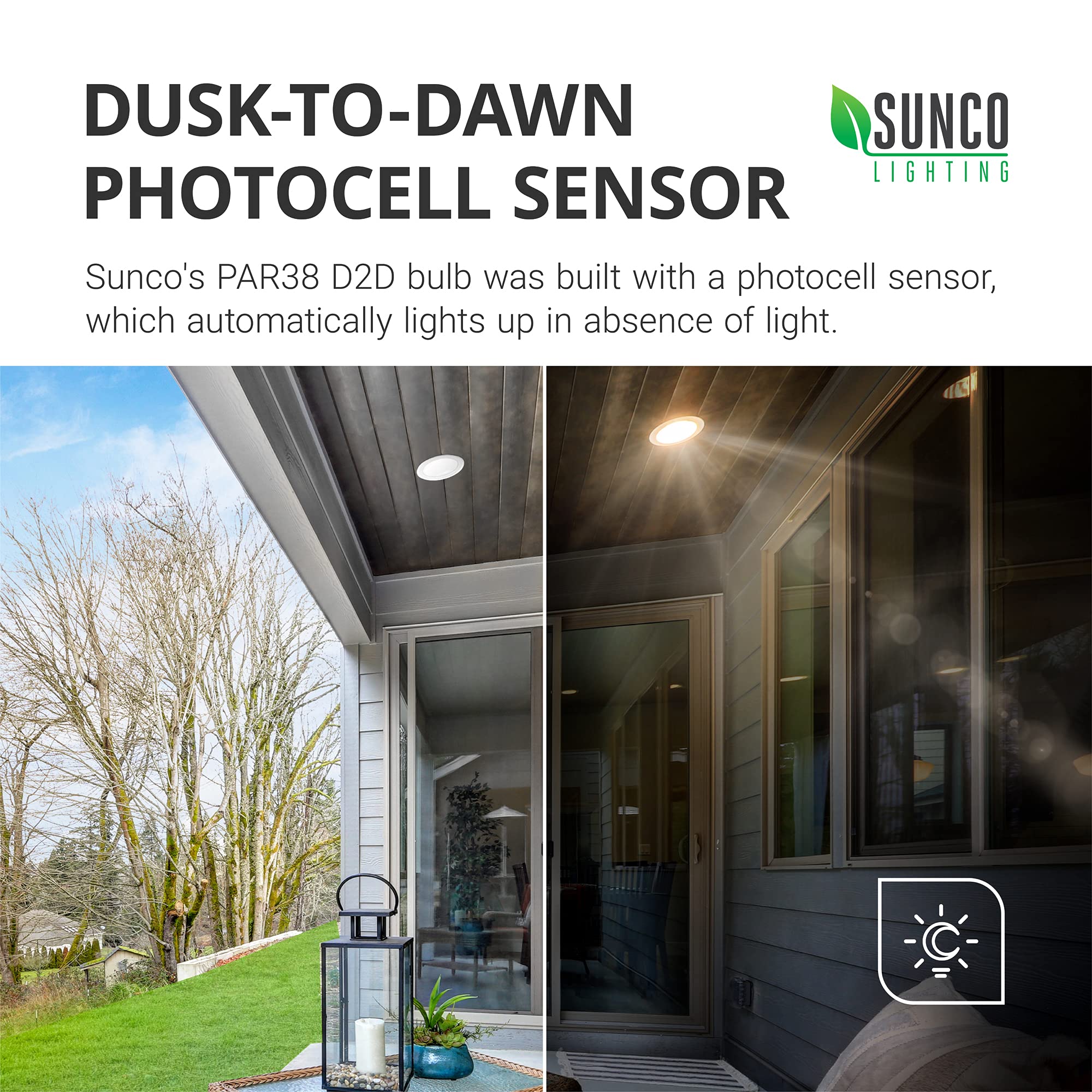 Sunco PAR38 LED dusk to dawn sensor for exterior lighting