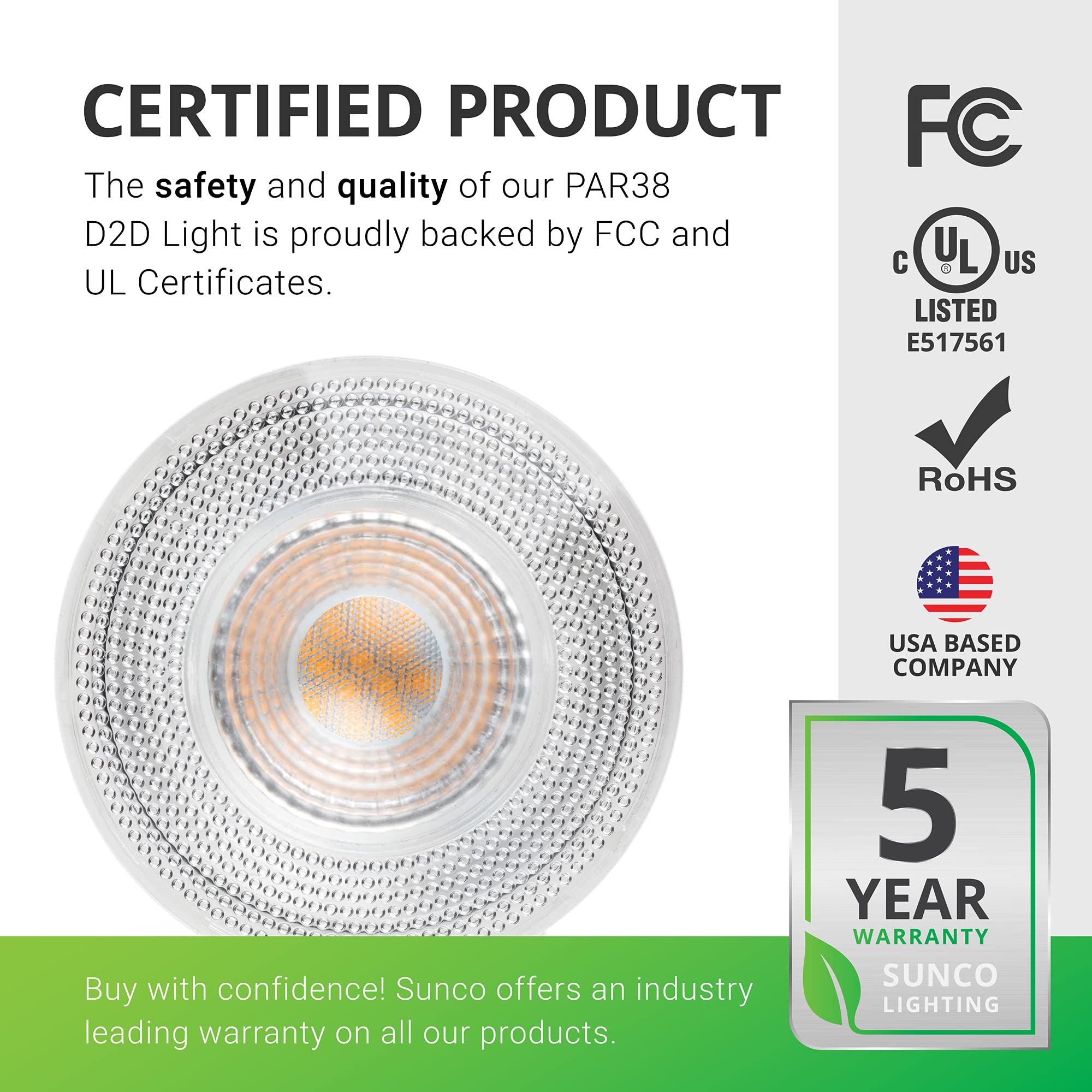 Sunco E26 base PAR38 LED bulb for retrofit lighting