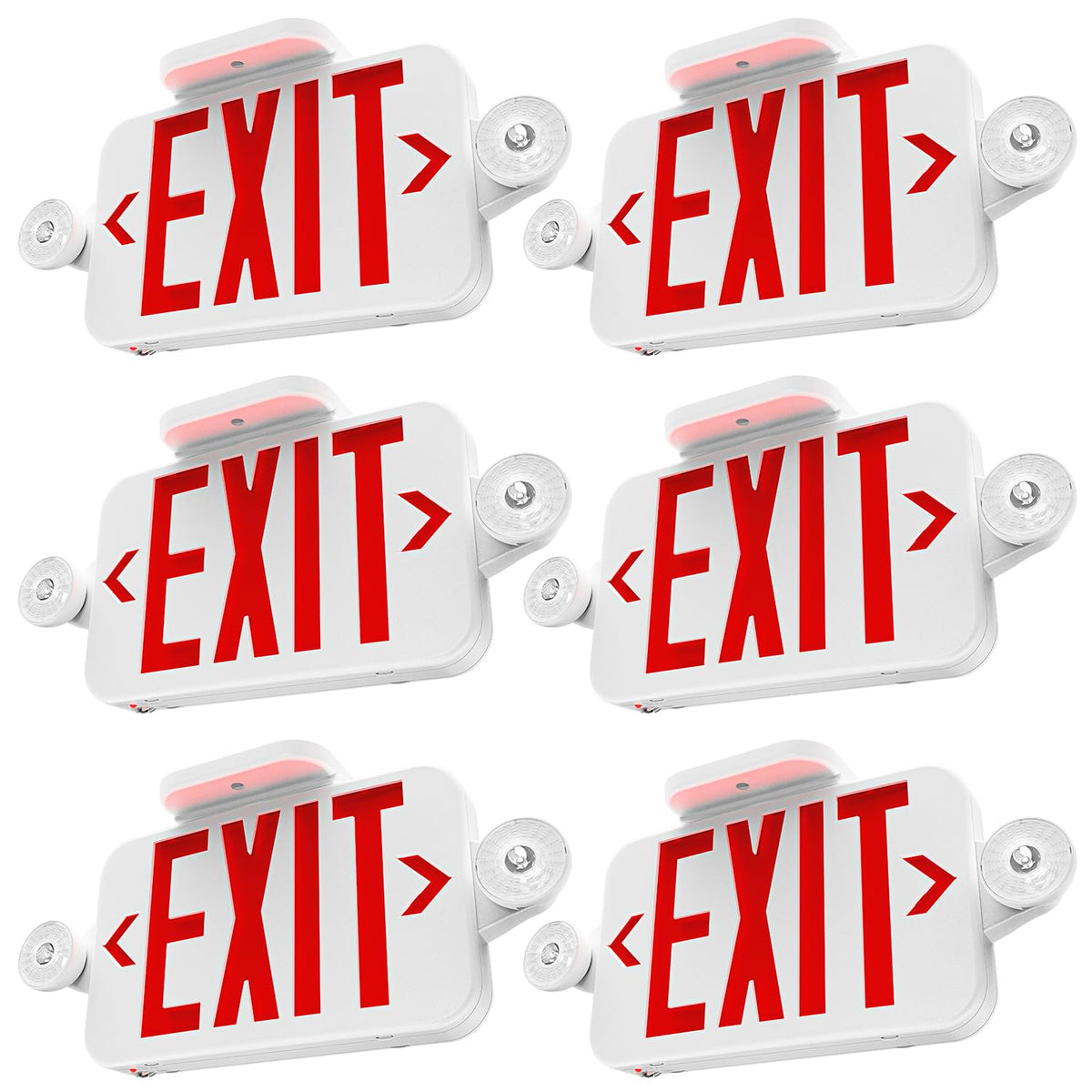 Sunco Exit Sign red LED six-pack, highly visible from 100 feet for safe navigation.