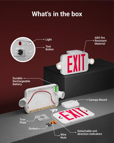 Sunco Exit Sign with fire-resistant ABS housing for durable commercial use.