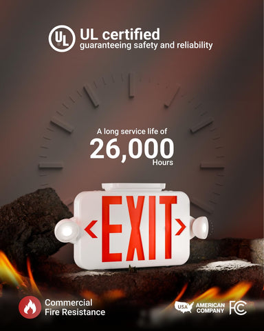 Sunco Exit Sign with wall or ceiling mount for versatile installation.