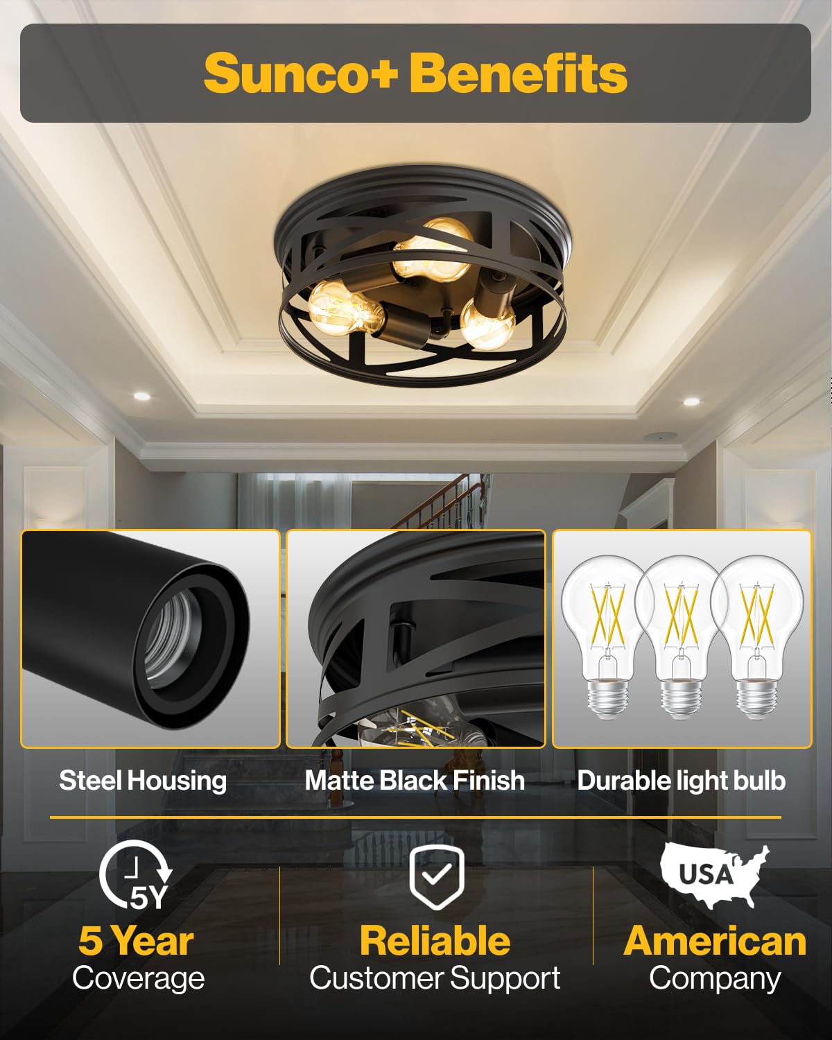Sunco Farmhouse 2-pack offers coordinated fixtures for multiple rooms.