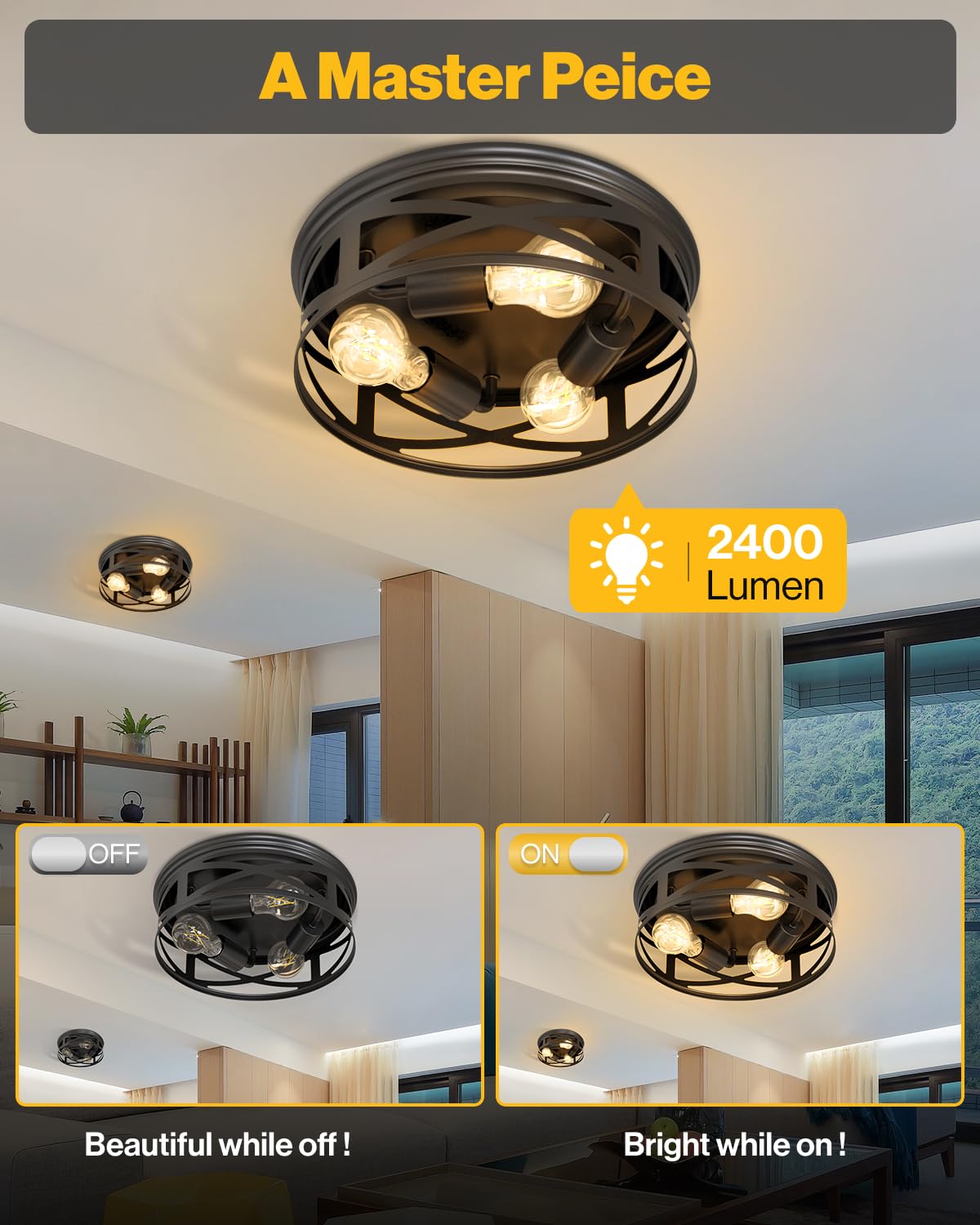 Sunco Farmhouse with dimmable filament LED bulbs included for warm, adjustable lighting.
