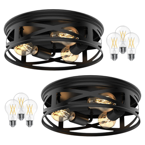 Sunco Farmhouse 3-Light Flush Mount in matte black adds timeless hallway style.