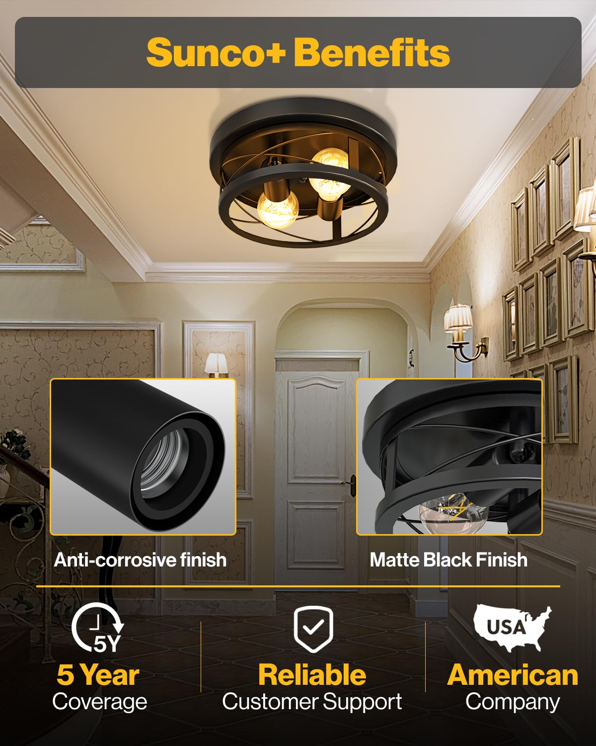 Sunco Farmhouse ceiling light two-pack for versatile ceiling coverage