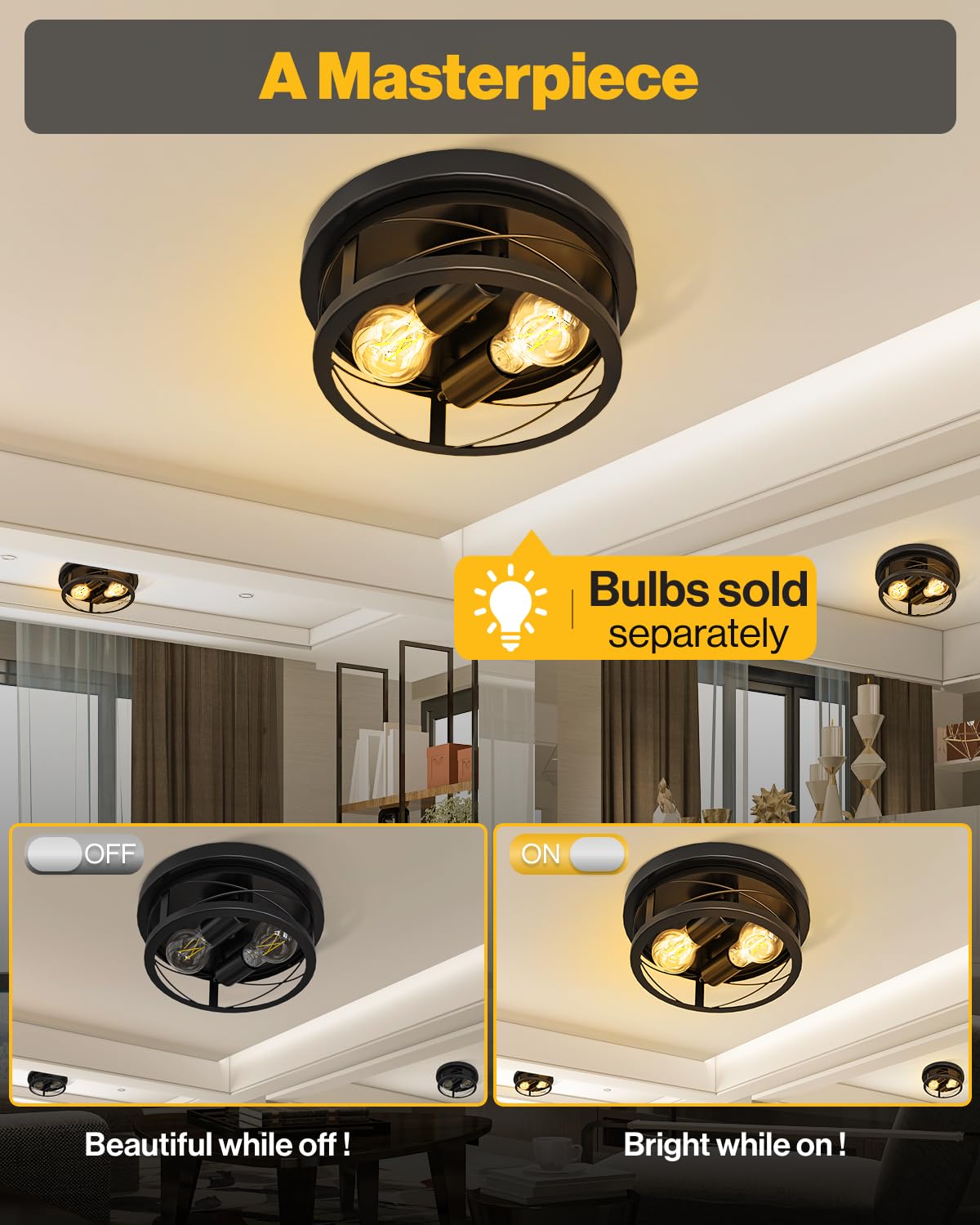 Sunco Farmhouse ceiling light with matte black finish for modern kitchens
