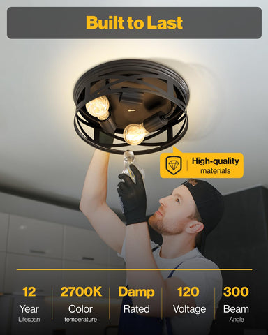 Damp-rated Sunco Farmhouse ceiling light for bathrooms and kitchens.