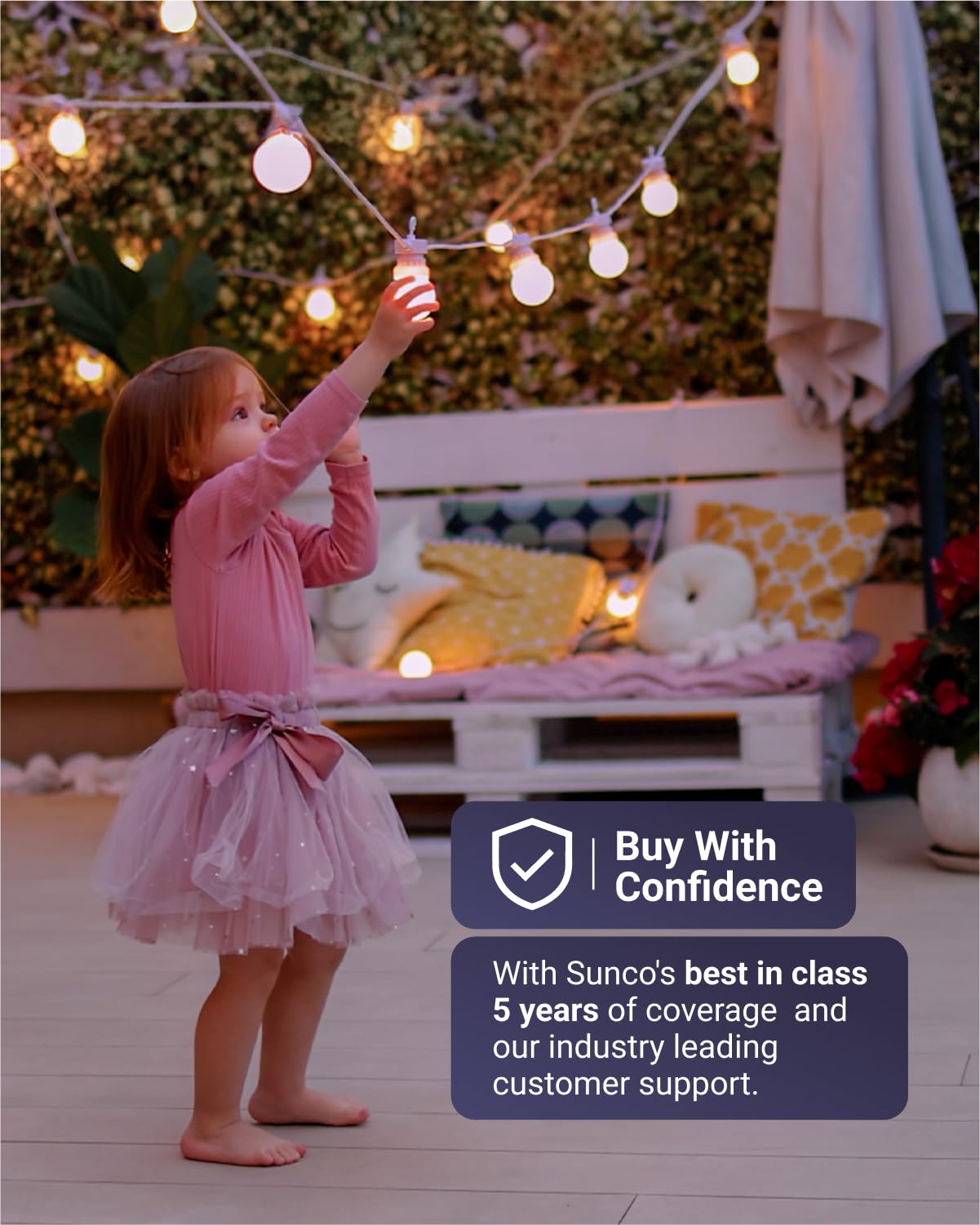 Sunco frost lens A19 bulb softens glare for living spaces.