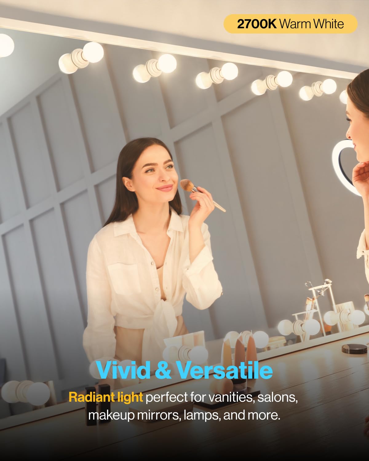 Sunco G25 globe vanity bulb delivers 450 lumens and warm 2700K glow for bathrooms