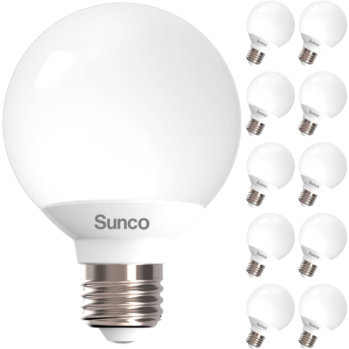 Sunco G25 LED globe bulb in pack, E26 base, ideal for bathroom vanity lighting