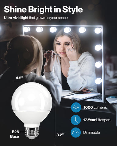 Sunco G25 LED globe bulb close-up highlights frosted glass and even illumination.