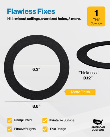 Sunco Goof Ring inner diameter 6.2 inches compatible with standard downlight cans.