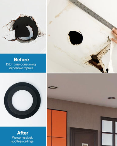 Sunco Goof Ring only 0.12 inch thick sits flush between drywall and light.