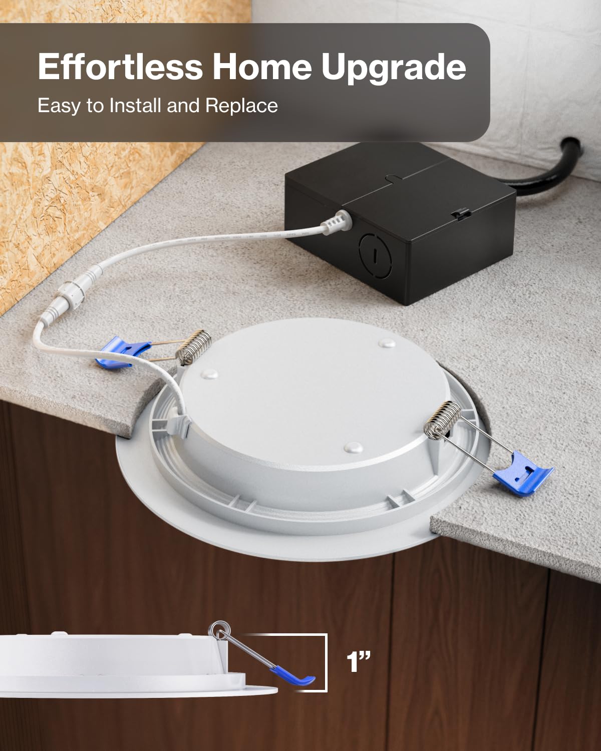 Sunco IC-rated downlight provides safe installation near insulation.