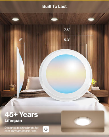 Sunco Lighting LED Disc Light 6-inch dimmable energy-saving option for versatile scenes.