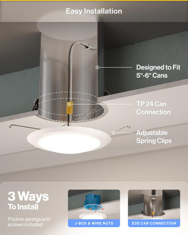 Sunco Lighting direct wired install avoids cans for quick ceiling brightness.