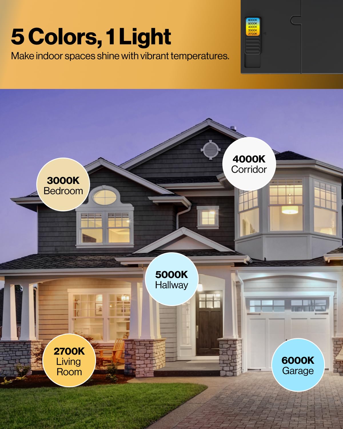 Sunco dimmable switch-control downlight for customized brightness