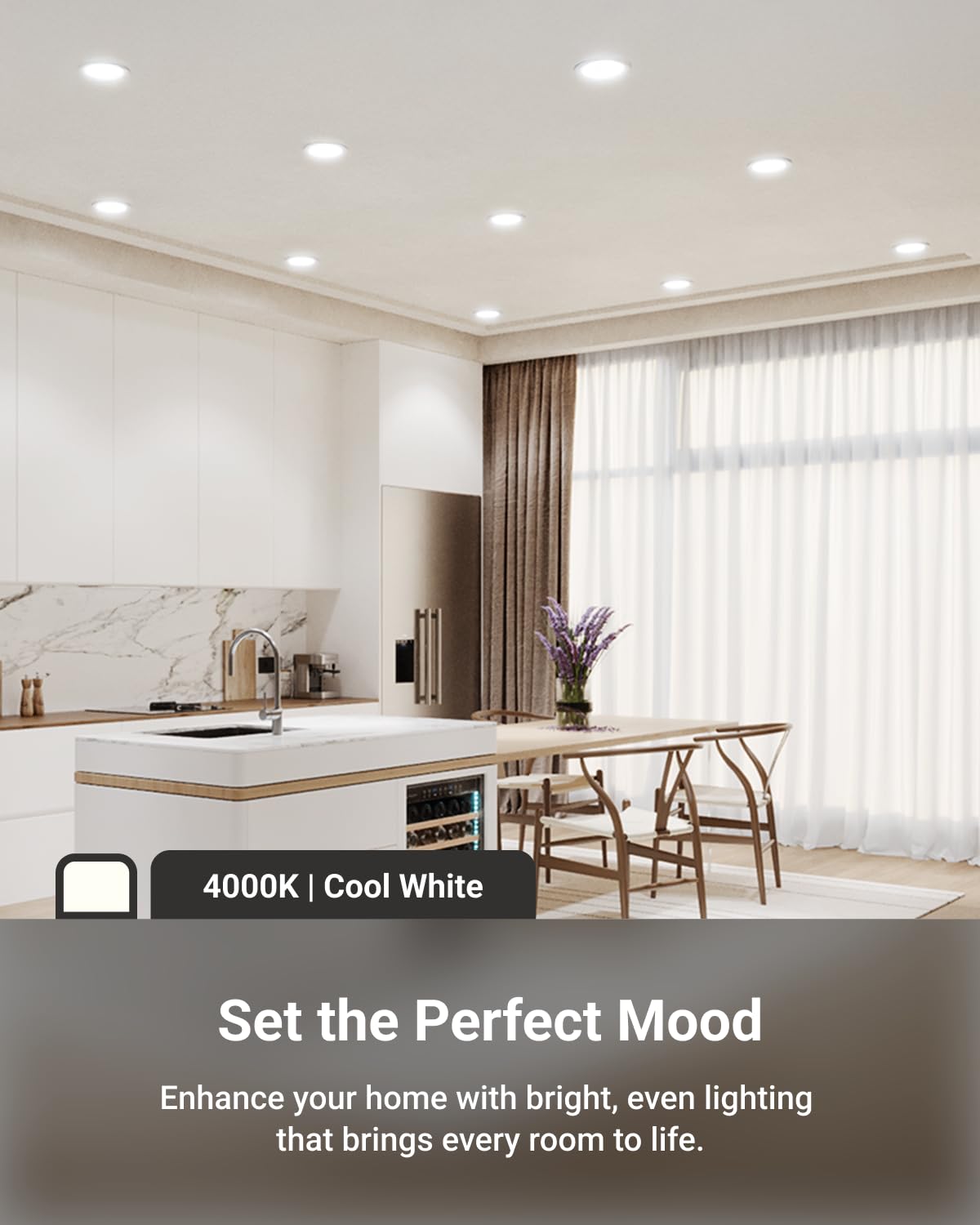Sunco dimmable LED downlight for mood-adjustable brightness.