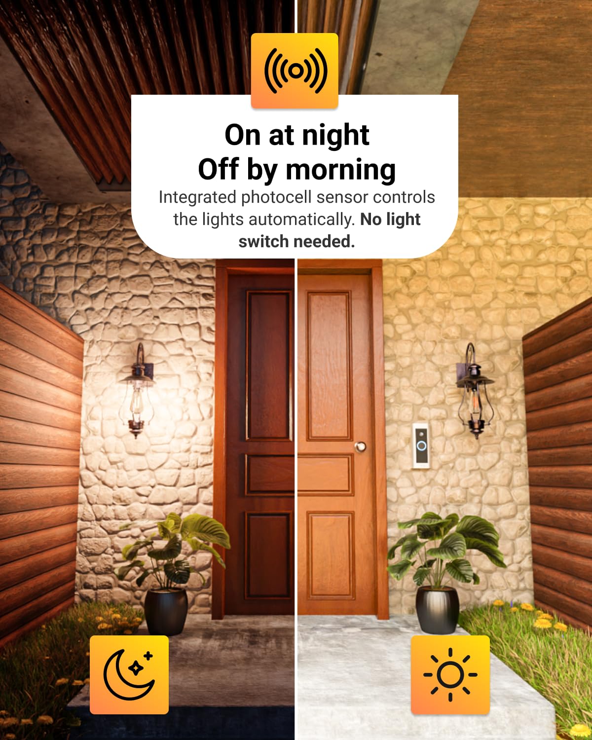 Sunco LED filament E26 bulb adds warm, vintage glow to exterior fixtures