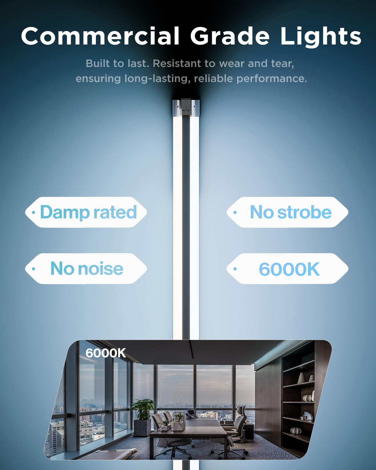 Sunco LED Shop Light 6000K daylight delivers bright, task-focused illumination