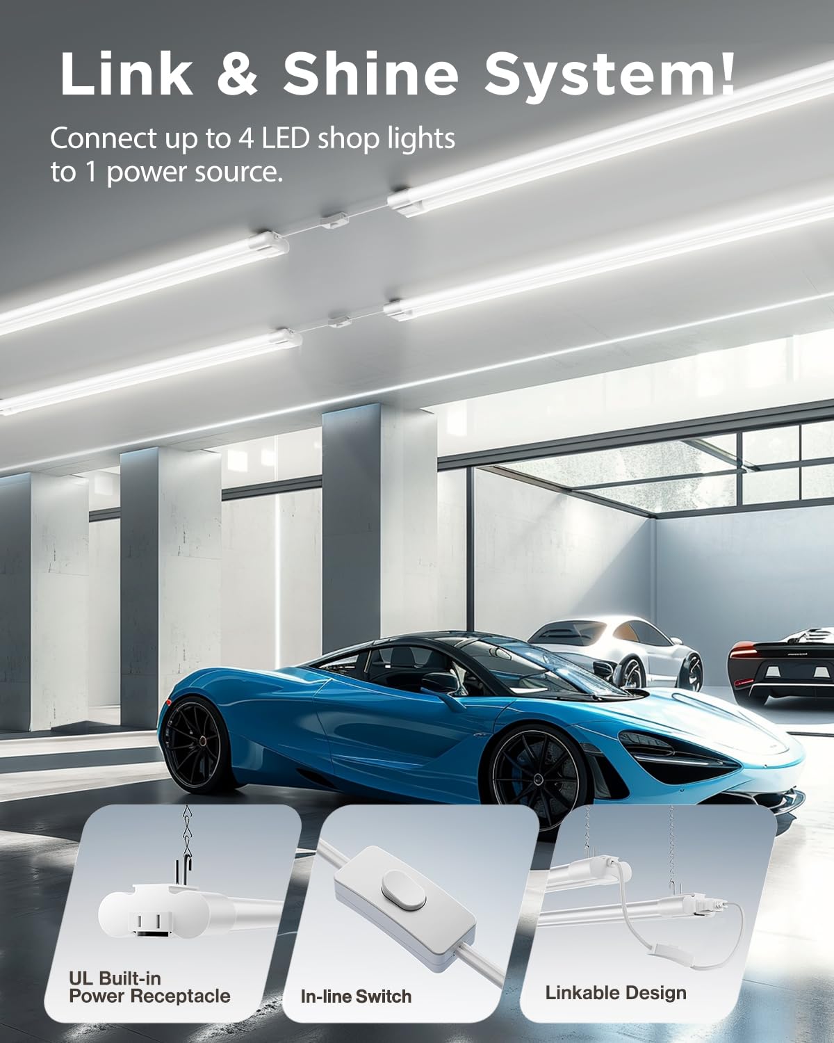 Sunco LED Shop Light includes easy-install hardware for quick setup
