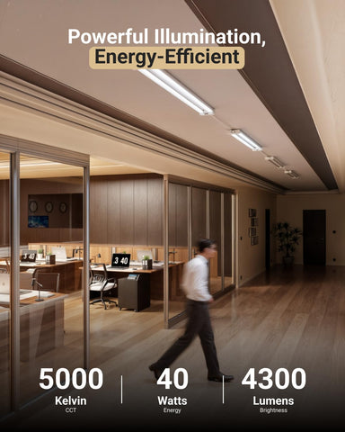 Sunco LED Shop Light linked in daisy-chain setup to extend coverage.