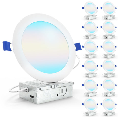 Sunco Lighting 6-inch recessed downlight with junction box for quick canless installation.
