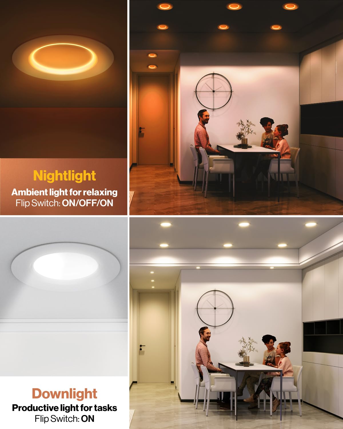 Sunco recessed downlight with selectable CCT helps customize ambience in any room.