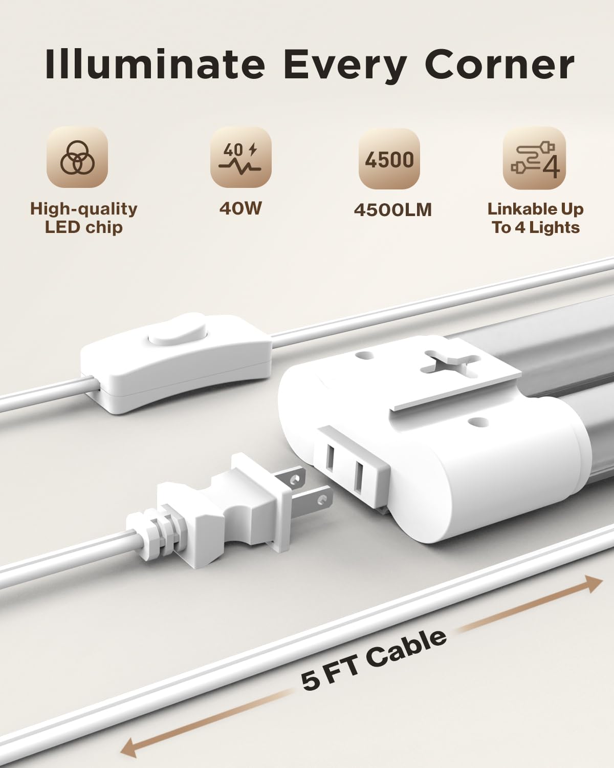 Sunco Lighting linkable connectors enabling scalable garage lighting layouts
