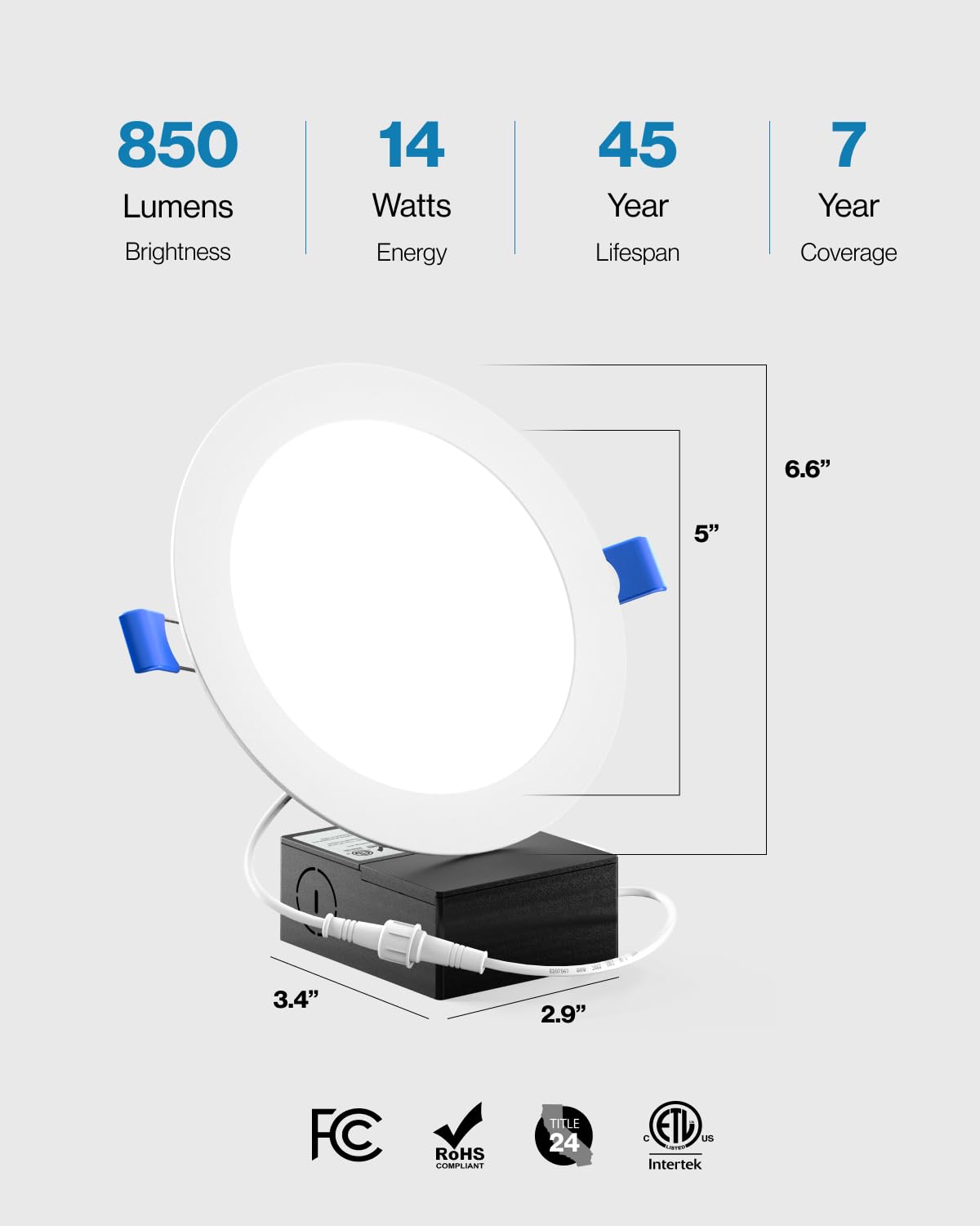 Sunco Lighting recessed downlight with simple installation for various ceilings