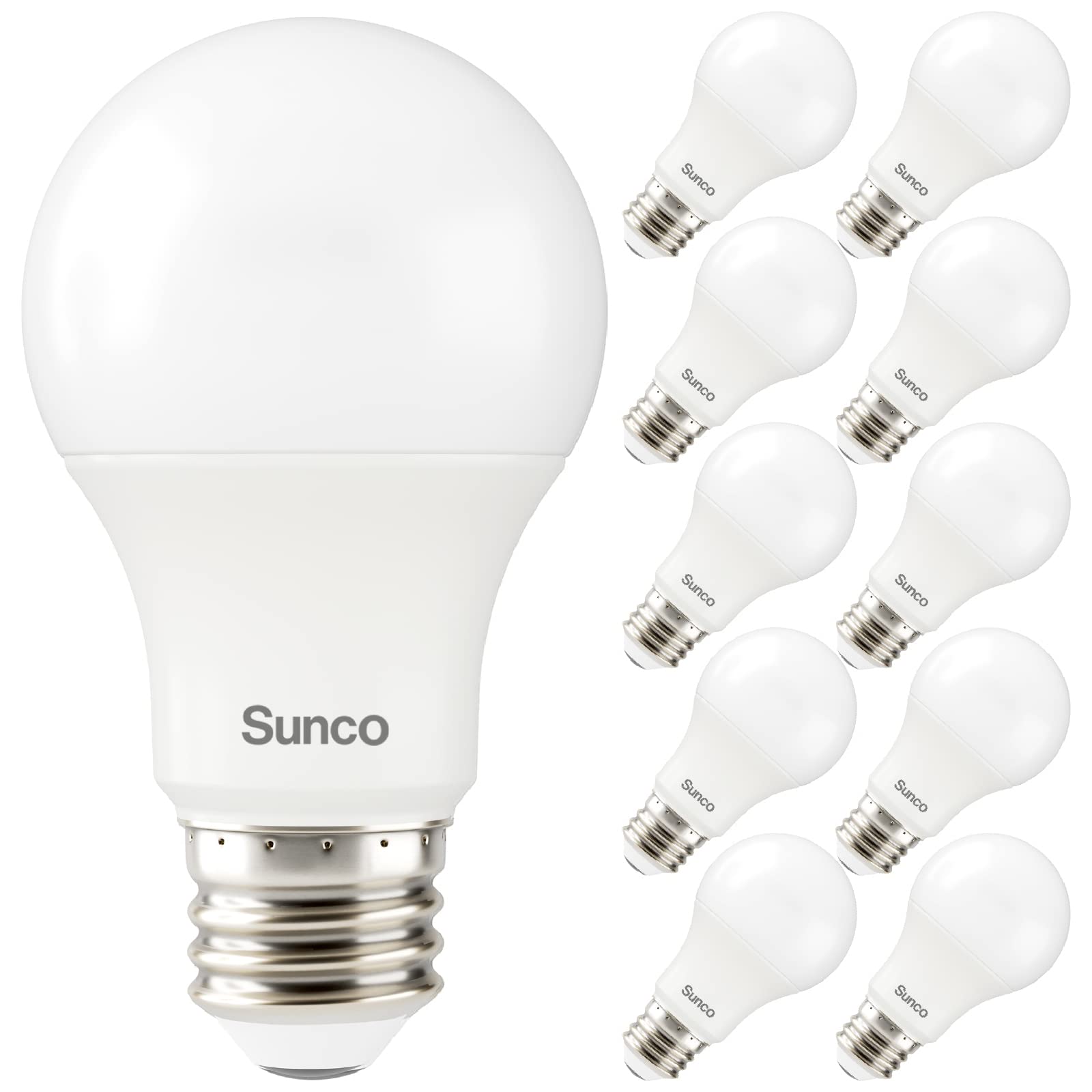 Sunco Lighting 10-pack LED bulbs for versatile room lighting and energy savings.