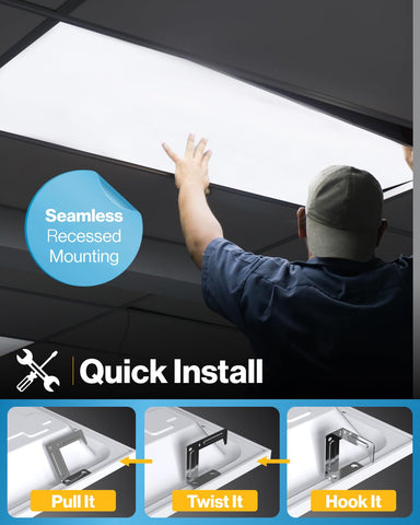 Sunco Lighting 2x4 LED panel 3-in-1 CCT slider demonstrates selectable temperatures