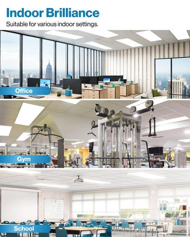 Sunco Lighting 2x4 panel backlit diffuser provides soft, uniform brightness.