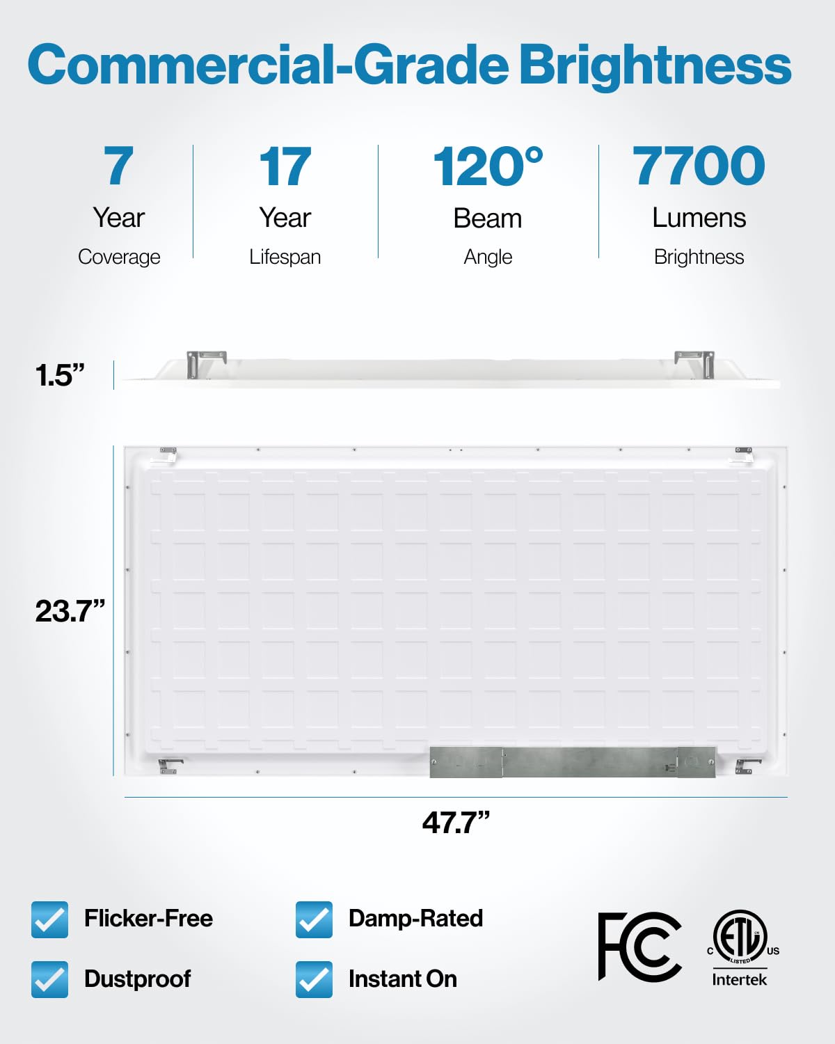 Sunco Lighting 2x4 panel suspended installation ideal for modern office layouts.