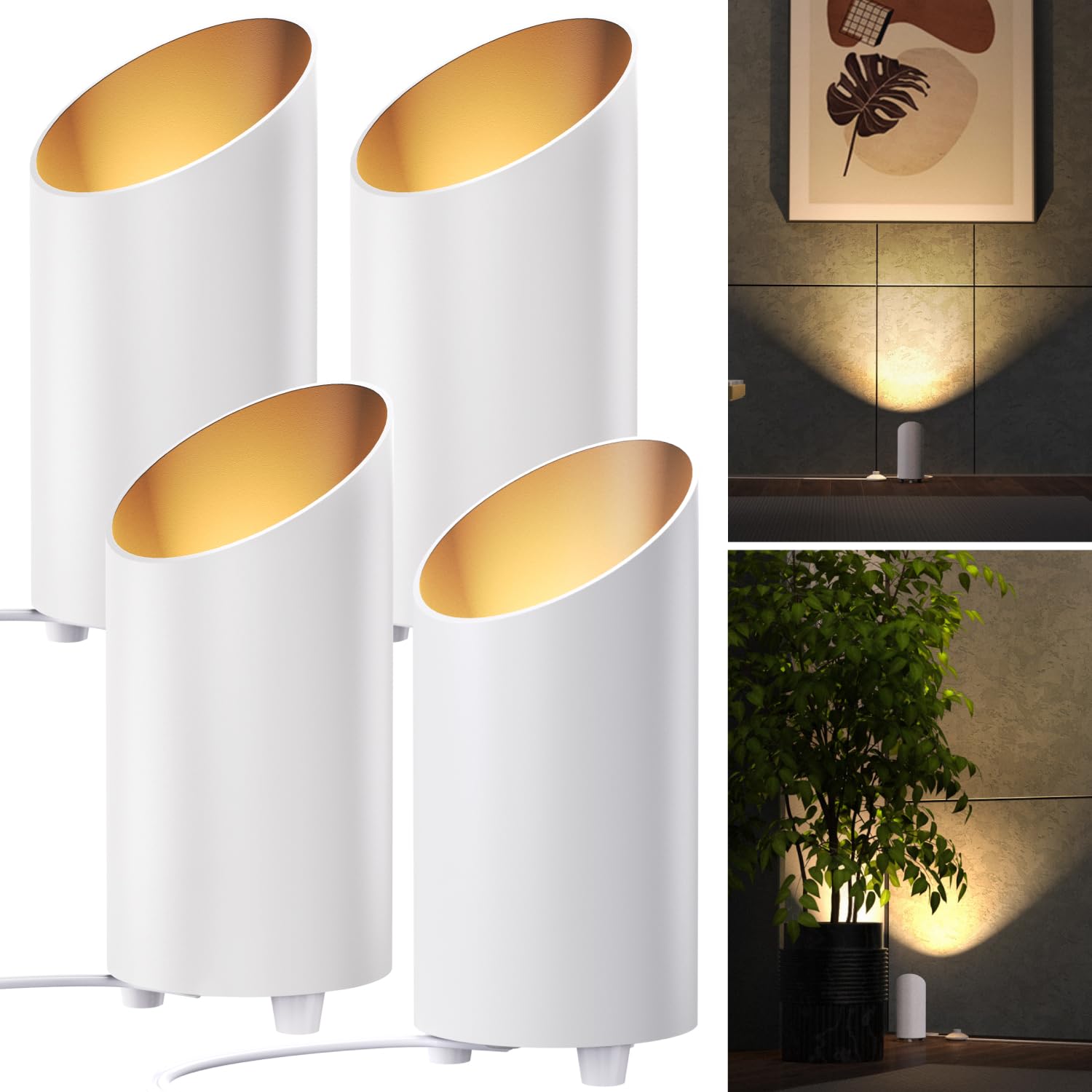 Sunco Lighting four-pack uplights delivering a warm ambient glow for living areas