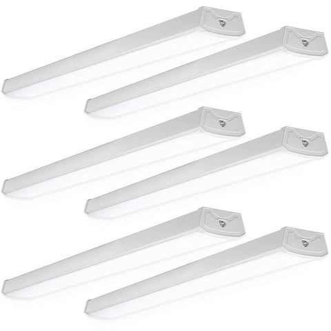 Sunco Lighting 4ft wraparound light with frosted cover for even garage illumination.