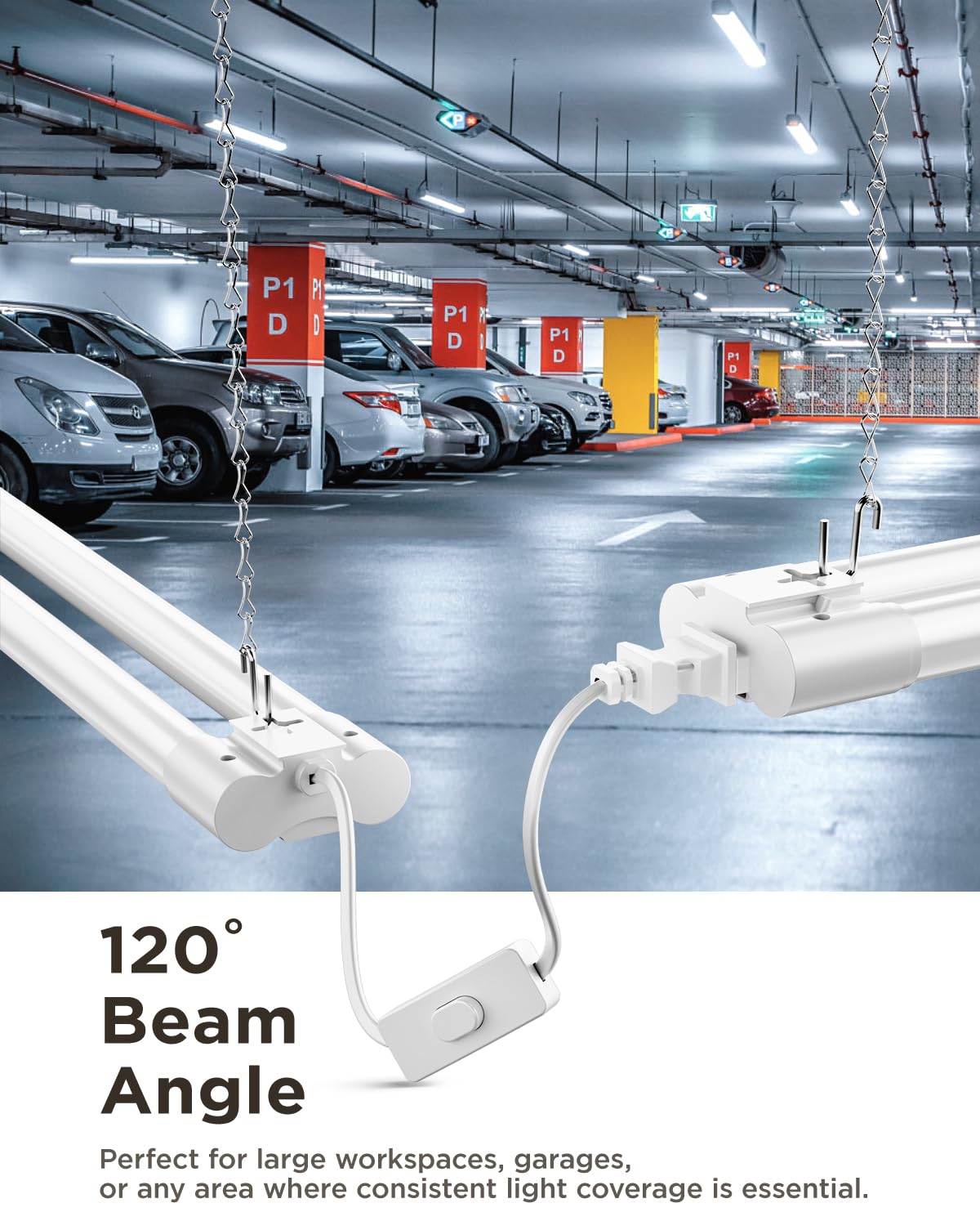 Sunco Lighting 5000K daylight output supports task-focused workspaces.