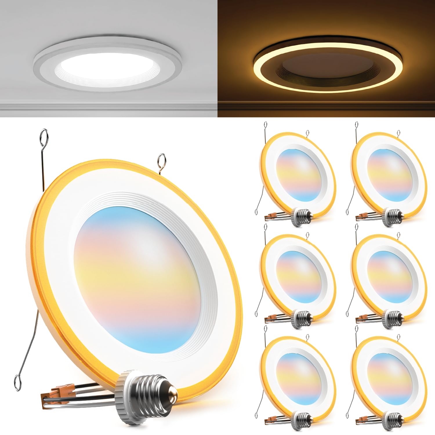 Sunco Lighting 6-inch downlight with night light for ambient evening illumination.