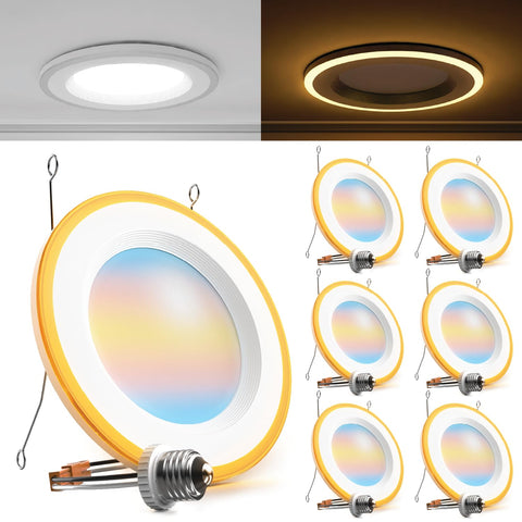 Sunco Lighting 6-inch downlight with night light for ambient evening illumination.
