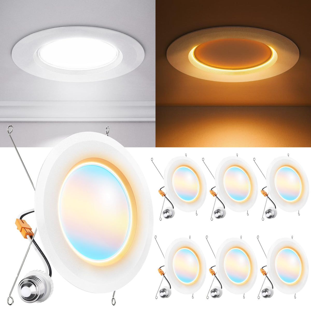 Sunco Lighting 6in recessed light with night light for soft nighttime illumination.