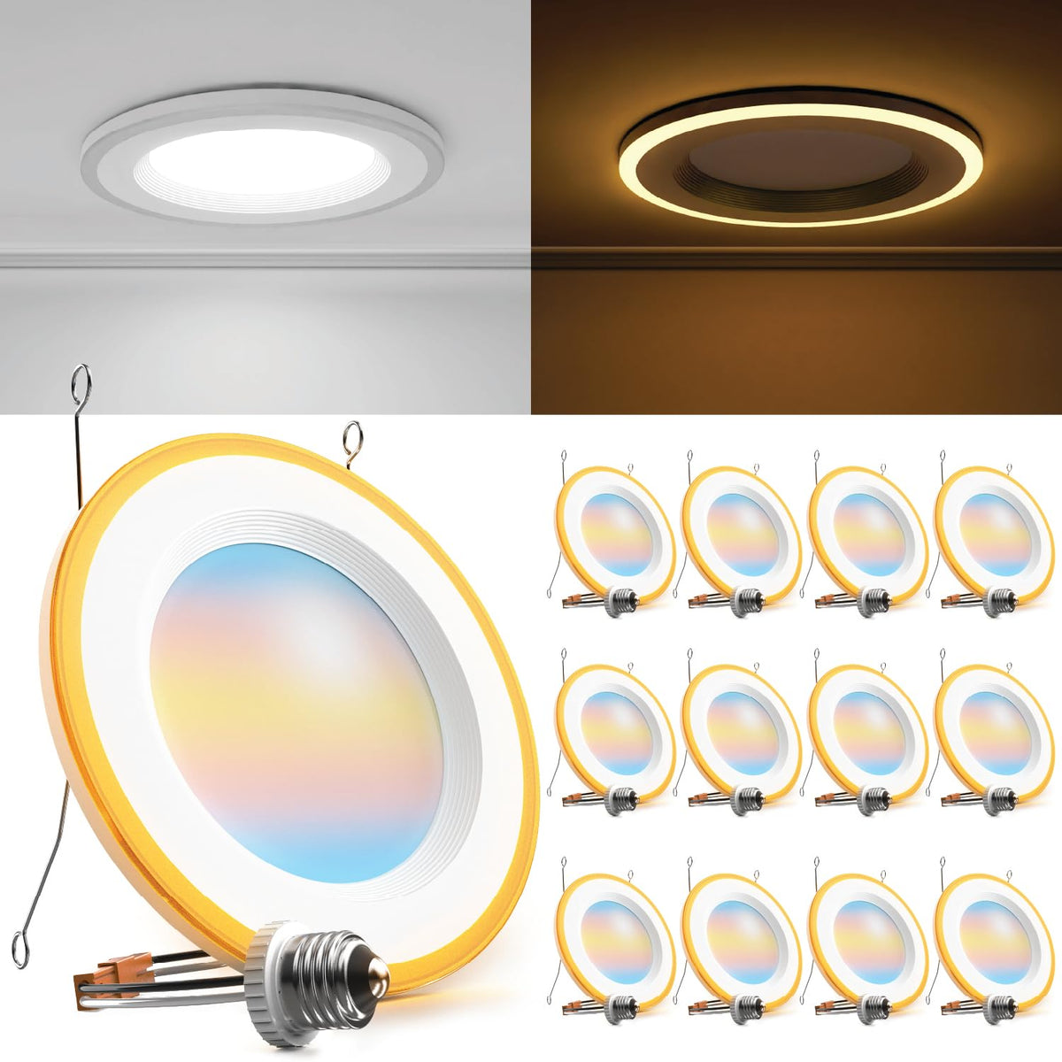 Sunco Lighting 6-inch recessed downlight with night light for cozy hallway ambience.