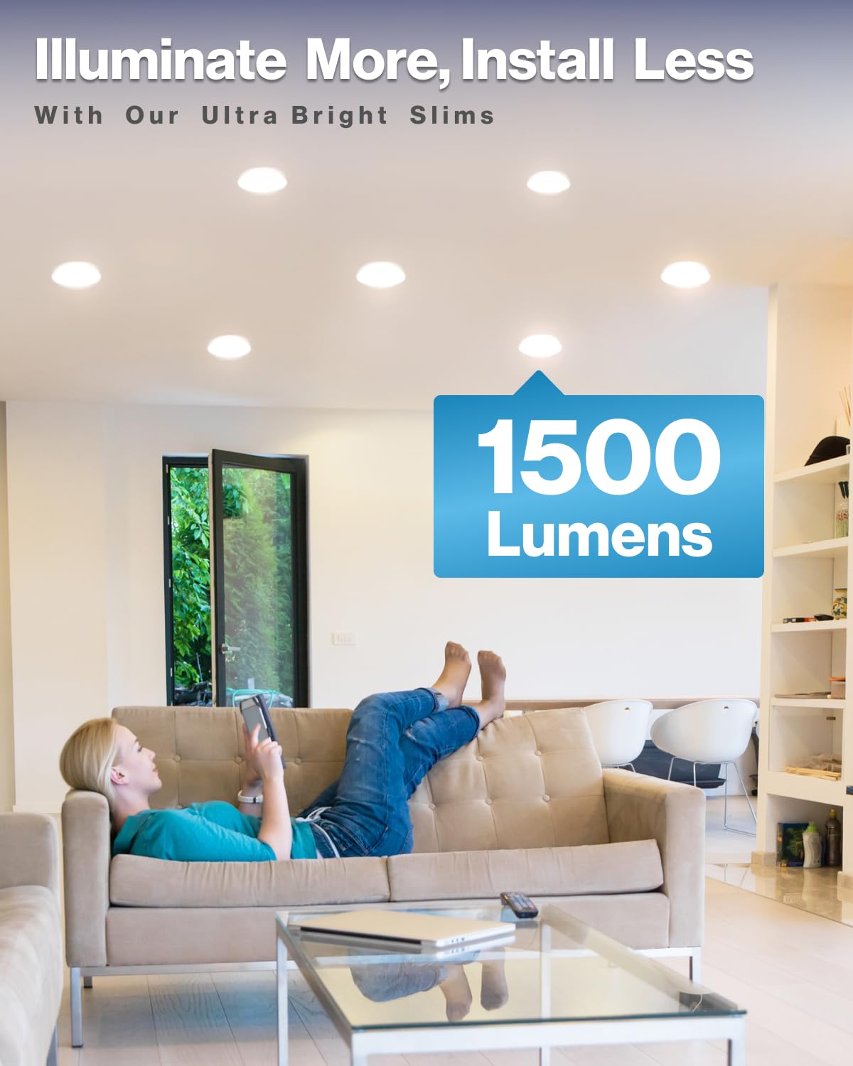 Sunco Lighting 6-inch LED downlight installed in ceiling for a clean recessed look.
